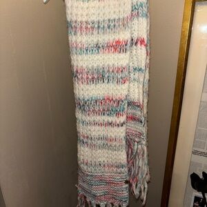 Multicolor Knit Scarf with Fringe